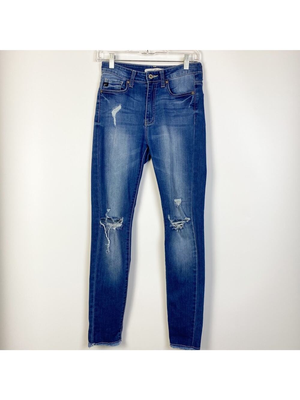KANCAN DISTRESSED RAW CUFF SKINNY JEANS SIZE 26
